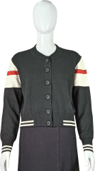 Cropped striped knitted cardigan