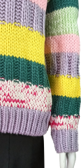 ODM Colorful Striped Chunky Knit Sweater
