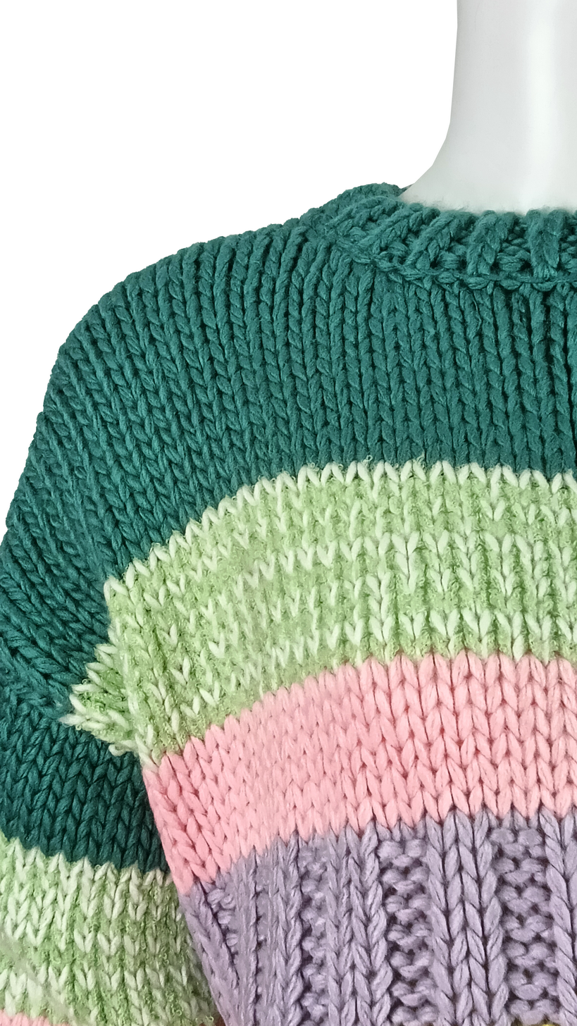 ODM Colorful Striped Chunky Knit Sweater