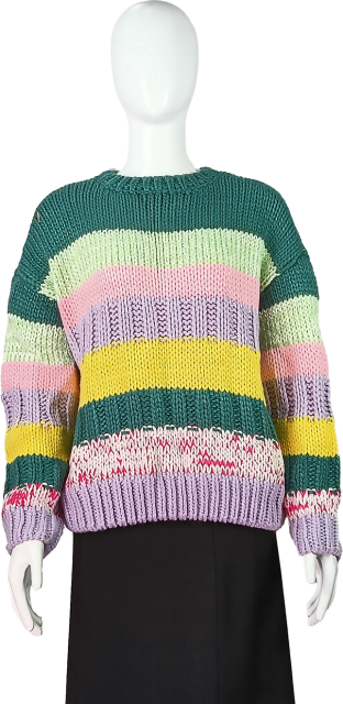 ODM Colorful Striped Chunky Knit Sweater