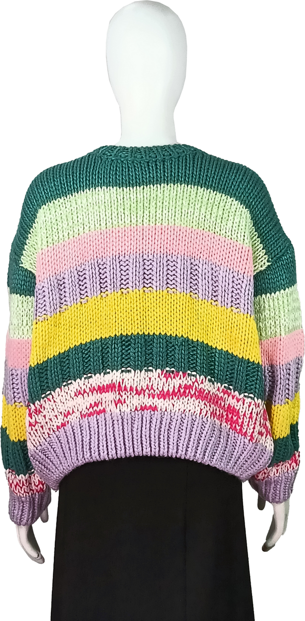 ODM Colorful Striped Chunky Knit Sweater