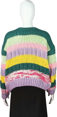 ODM Colorful Striped Chunky Knit Sweater
