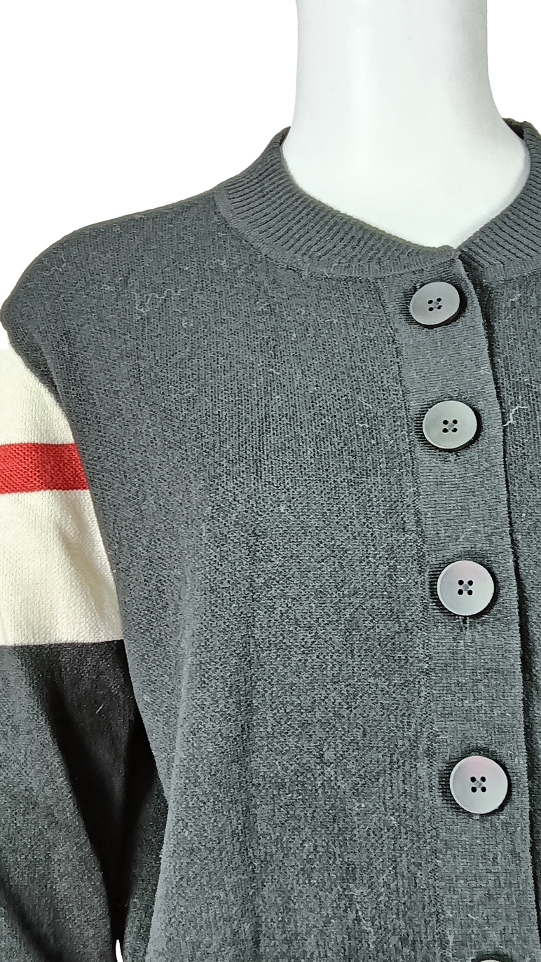 Cropped striped knitted cardigan