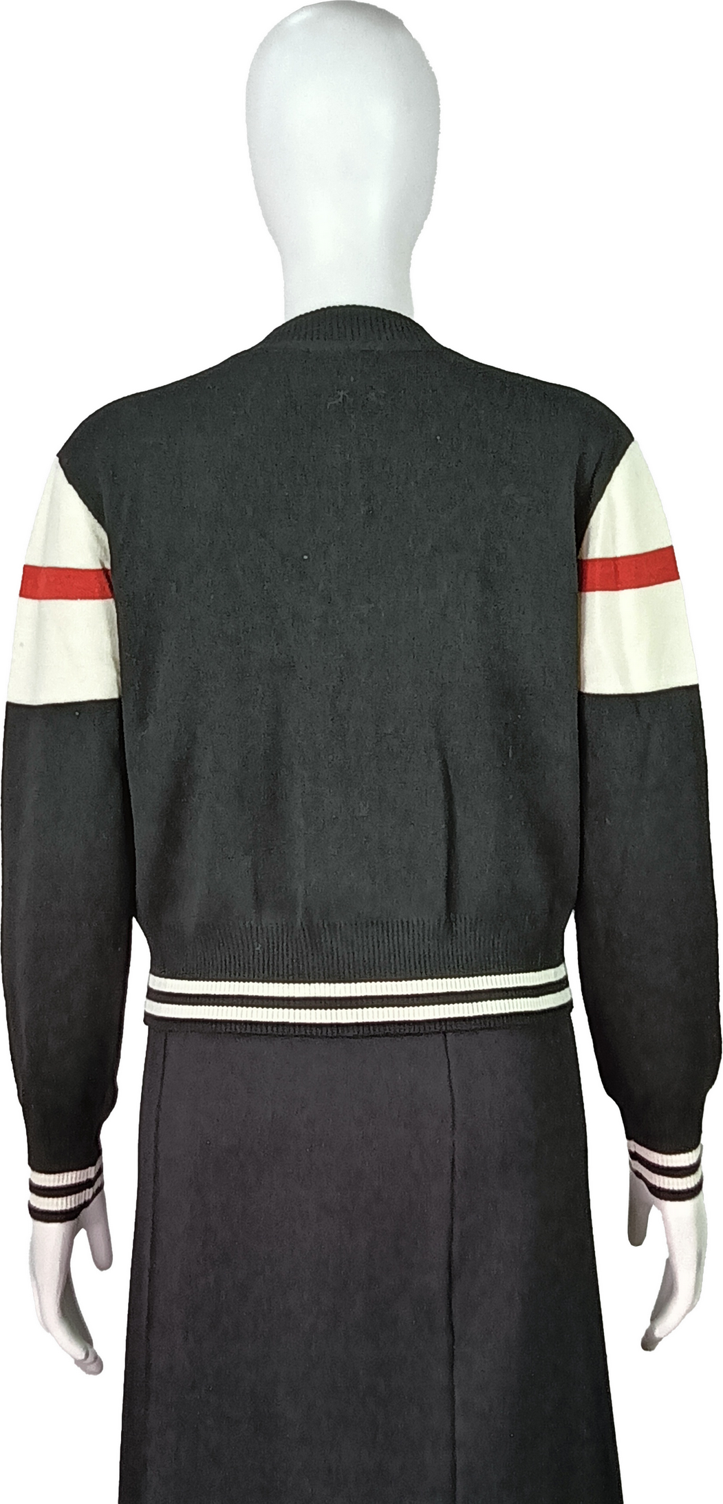 Cropped striped knitted cardigan