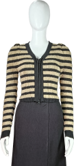 Plush Cropped Striped Zip-Up Cardigan