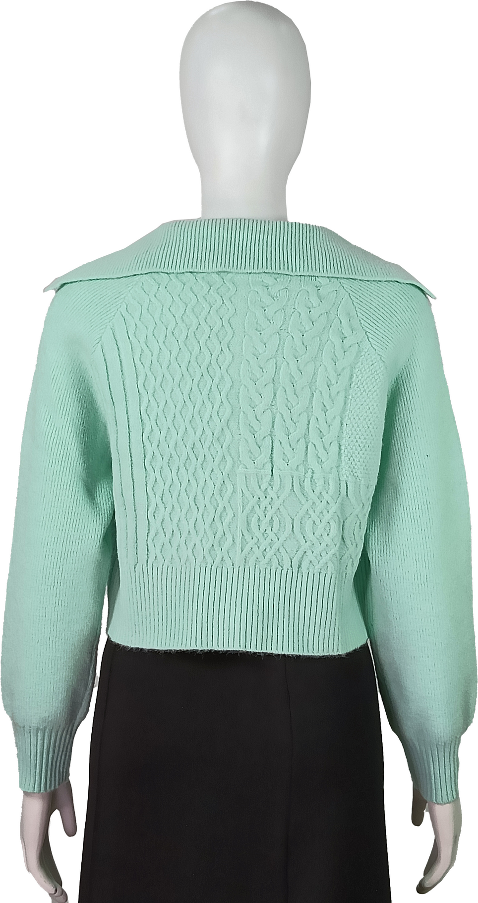 Custom Turn-down collar cable texture  elegant woman Knit Cardigan