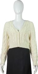 V-neck cable texture specail knitting elegant woman cardigan