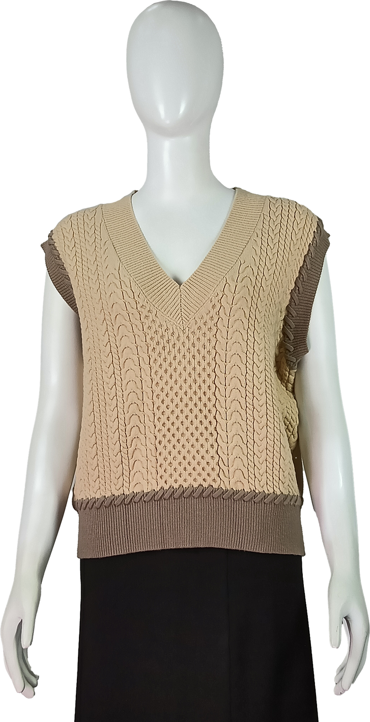 Custom Cable Knit Sleeveless preppy look Sweater Vest