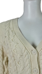 V-neck cable texture specail knitting elegant woman cardigan