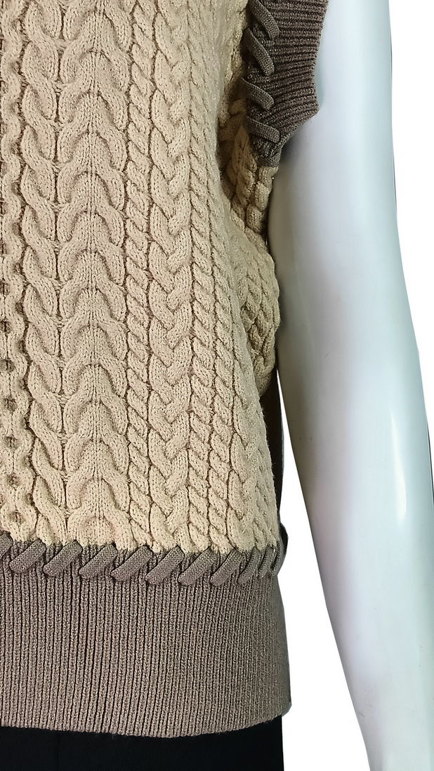 Custom Cable Knit Sleeveless preppy look Sweater Vest