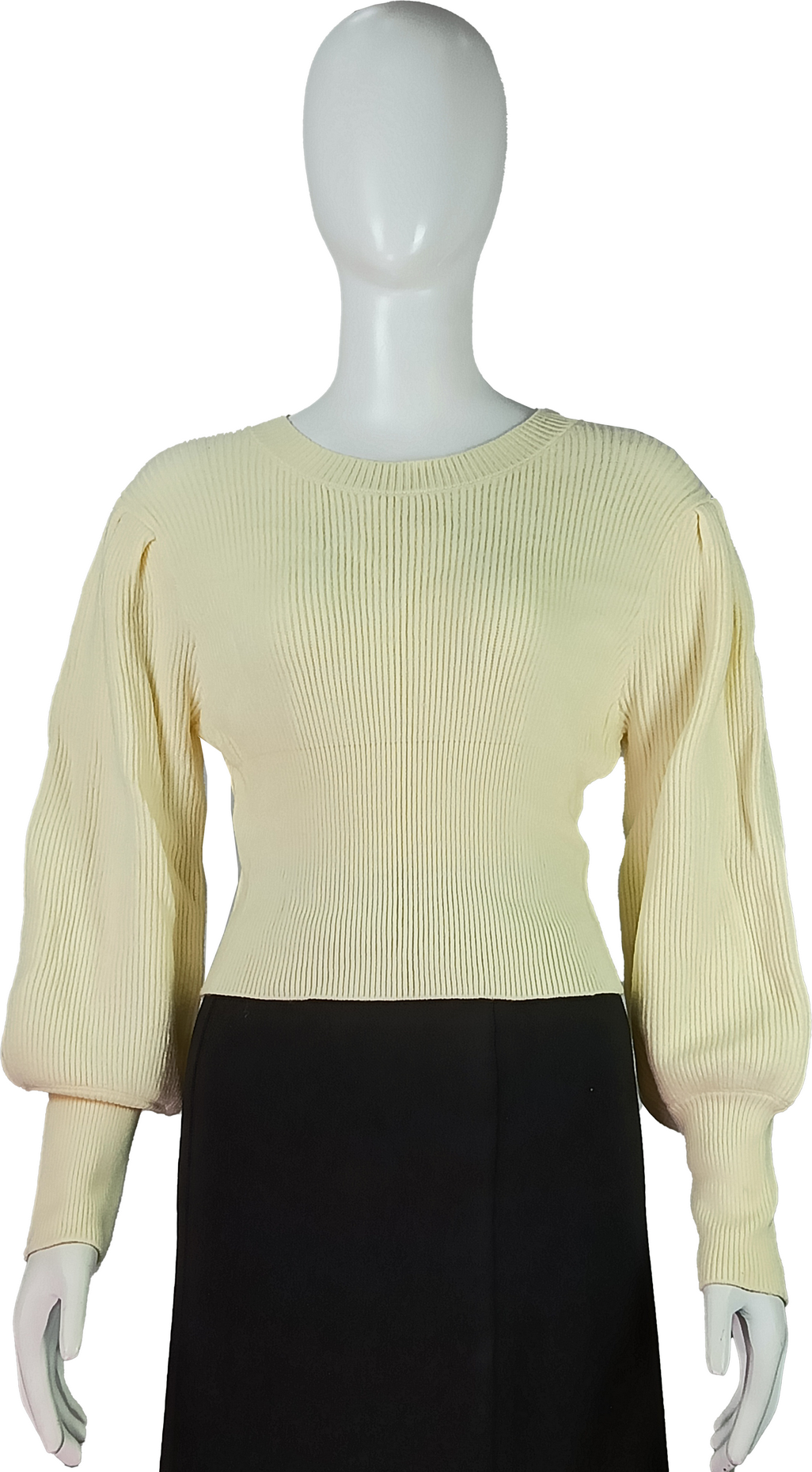 Women  Balloon Sleeve Ribbed Elegant and Cozy Knitwear