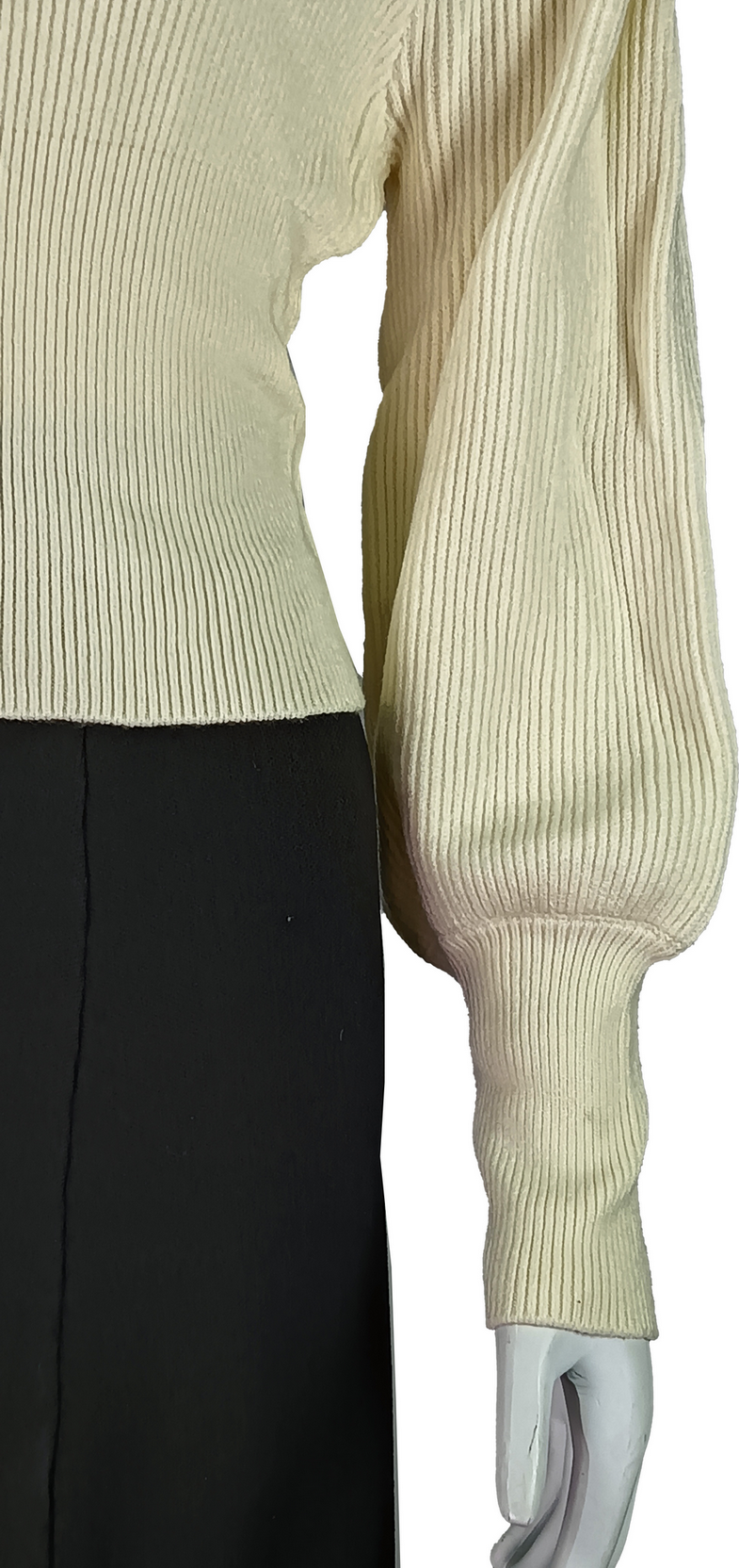 Women  Balloon Sleeve Ribbed Elegant and Cozy Knitwear