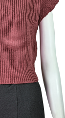 Fashion Ribbed Knit Cap Sleeve Office lady Sweate