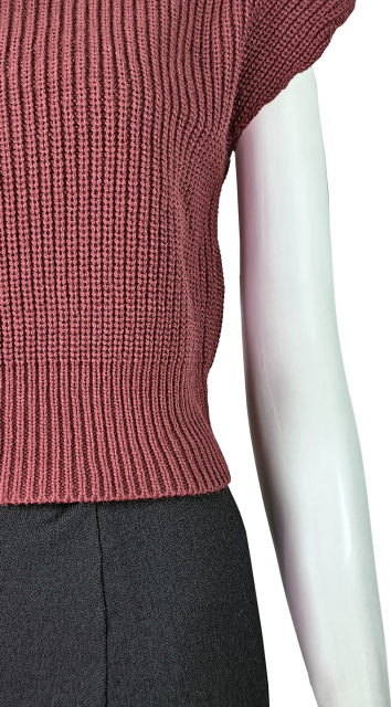 Fashion Ribbed Knit Cap Sleeve Office lady Sweate