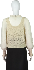 Crochet Knit Floral Elegant fake two-piece combination of wool and woven