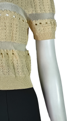 ODM Women pastoral style imitation crochet Cropped Knit Cardigan
