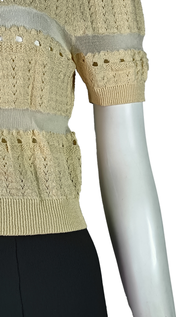 ODM Women pastoral style imitation crochet Cropped Knit Cardigan