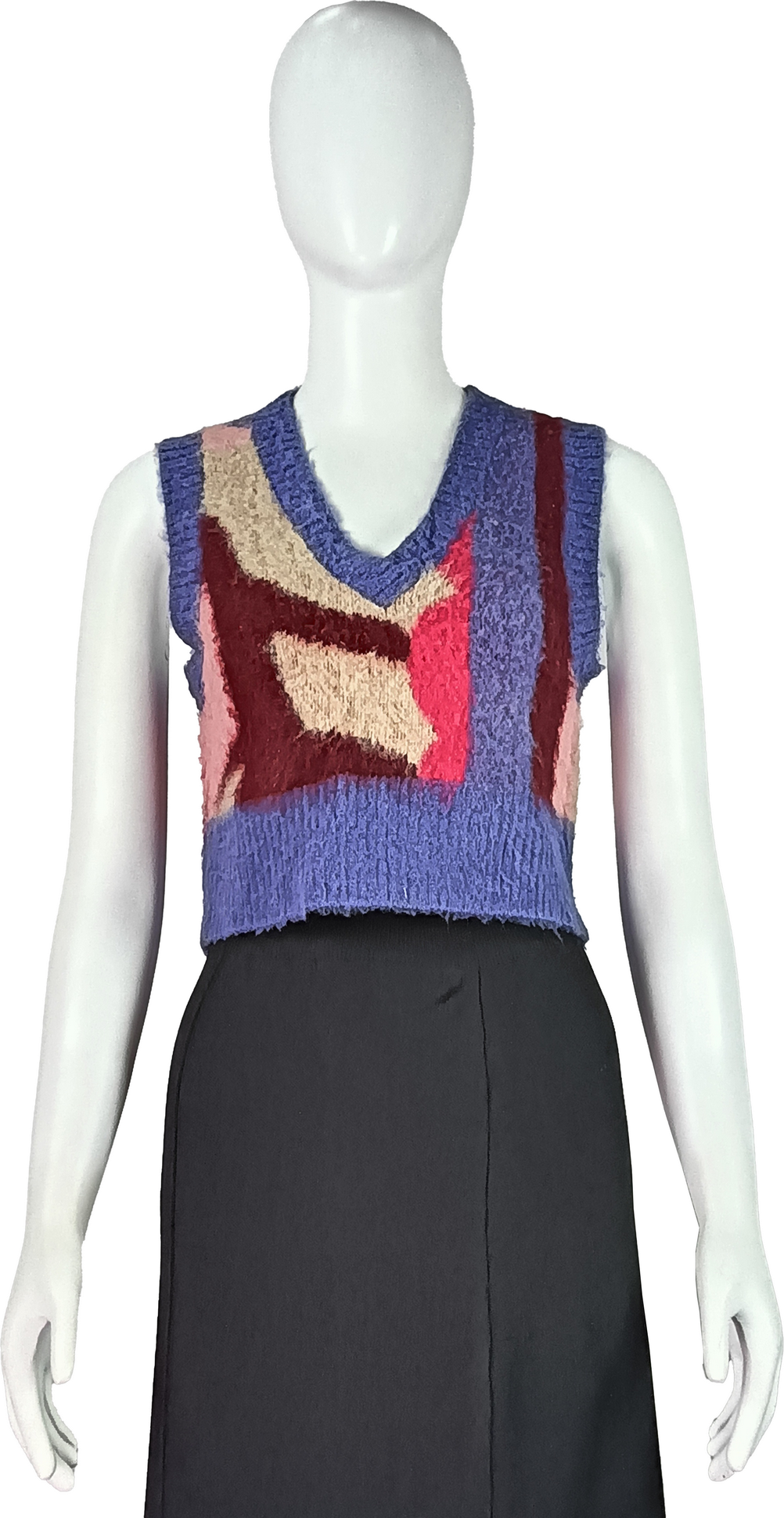 Wholesaler Contrast Knit  Plush Cropped sweater Vest
