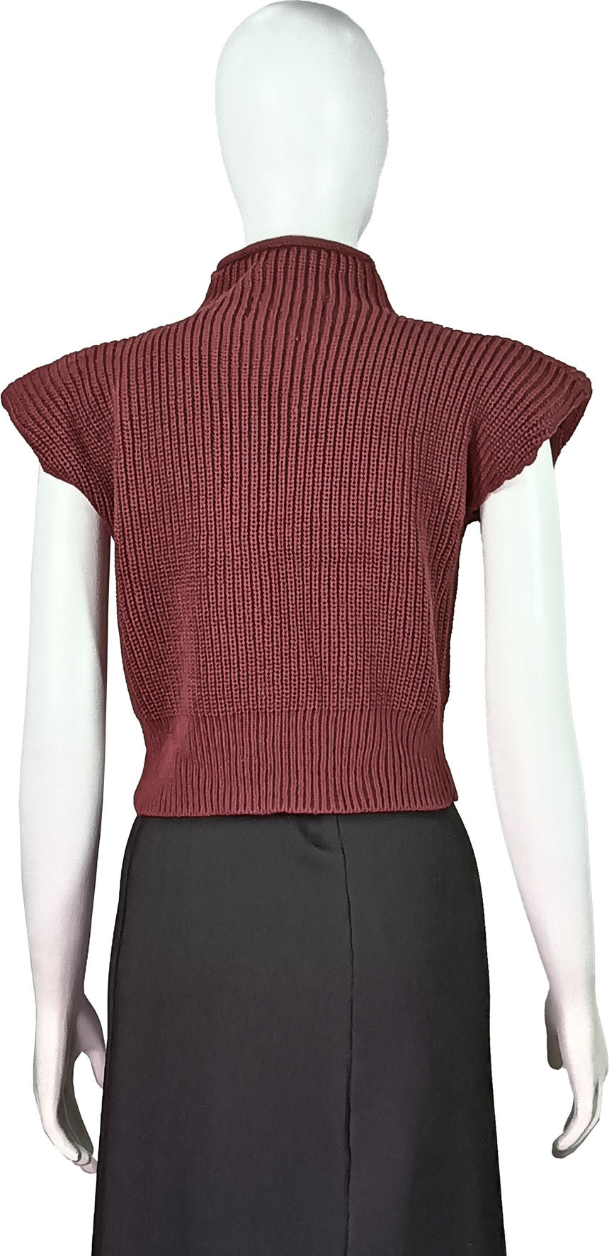 Fashion Ribbed Knit Cap Sleeve Office lady Sweate
