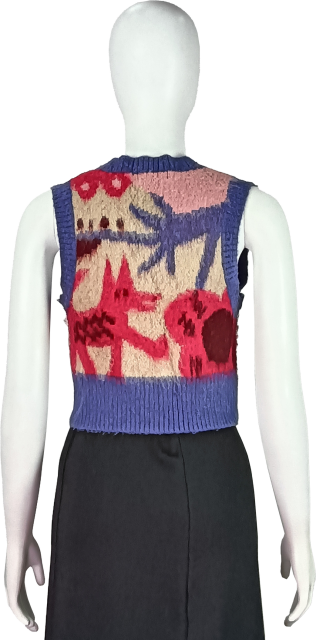 Wholesaler Contrast Knit  Plush Cropped sweater Vest