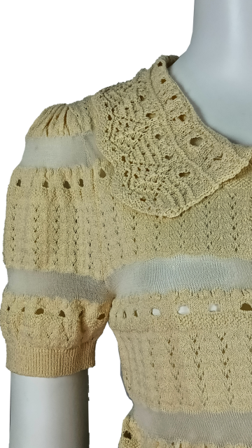 ODM Women pastoral style imitation crochet Cropped Knit Cardigan