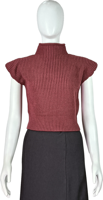 Fashion Ribbed Knit Cap Sleeve Office lady Sweate