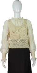 Crochet Knit Floral Elegant fake two-piece combination of wool and woven