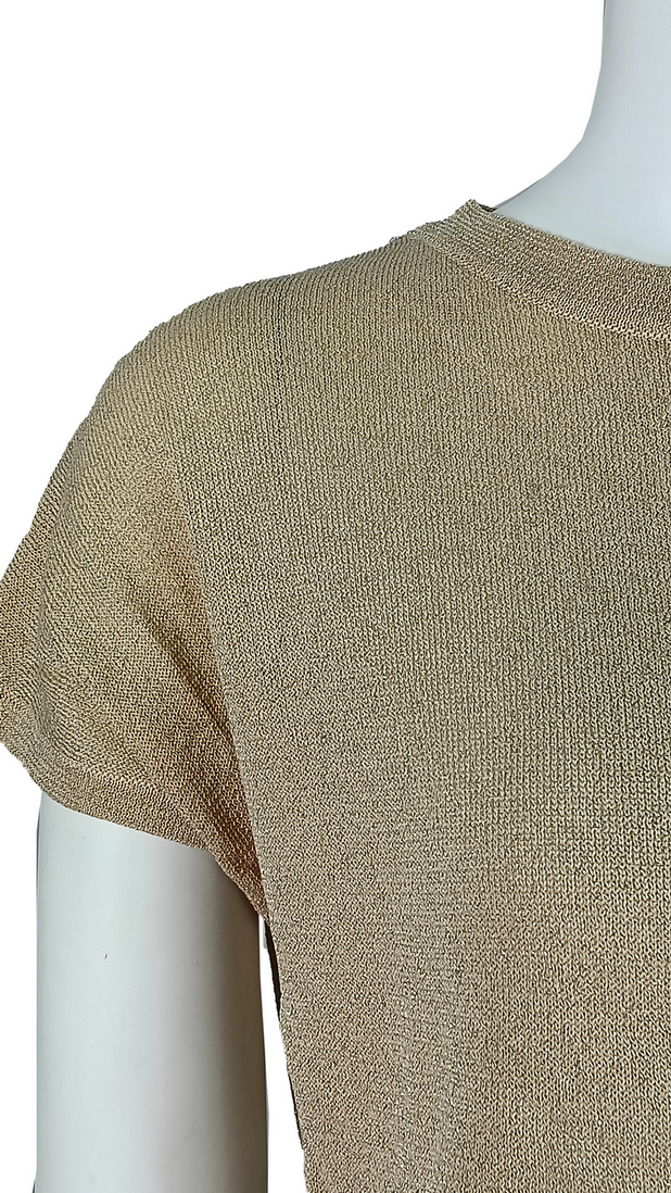 Shining Metallic Yarn Sheer Short-Sleeve Top