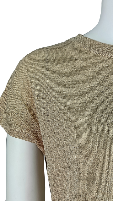 Shining Metallic Yarn Sheer Short-Sleeve Top