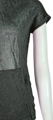 Shining Metallic Yarn Sheer Short-Sleeve Top