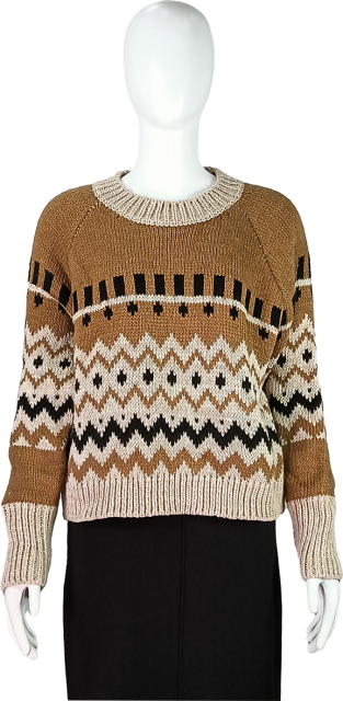 Women's Chunky Knit Sweater with Geometric Patterns