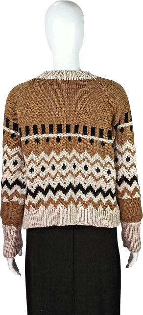 Women's Chunky Knit Sweater with Geometric Patterns