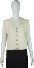 Custom Women's Sleeveless Embroidered Knit Cardigan Vest