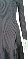 Elegant Ribbed Knit Long-Sleeve Black Dress for Women