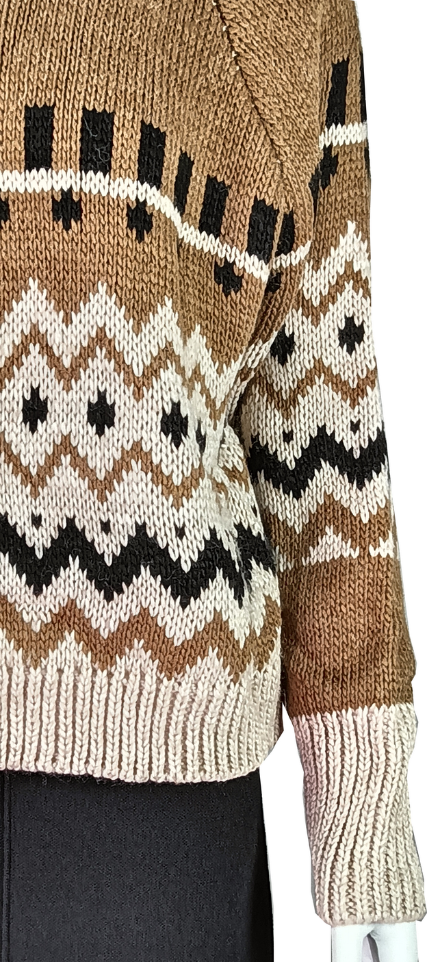 Women's Chunky Knit Sweater with Geometric Patterns