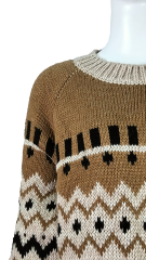 Women's Chunky Knit Sweater with Geometric Patterns