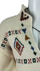 Women's Bohemian Zip-Up Geometric Embroidery Fleece Jacket