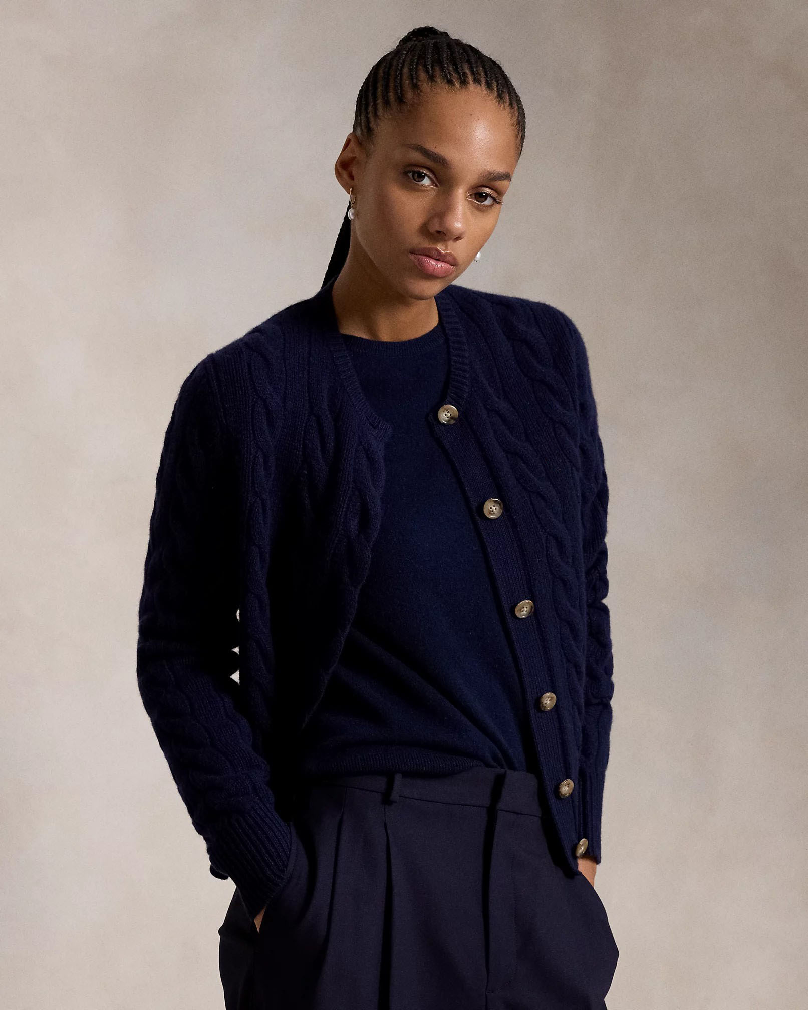 Women's classic twist knitted Cardigan - custom and wholesale knitwear manufacturer