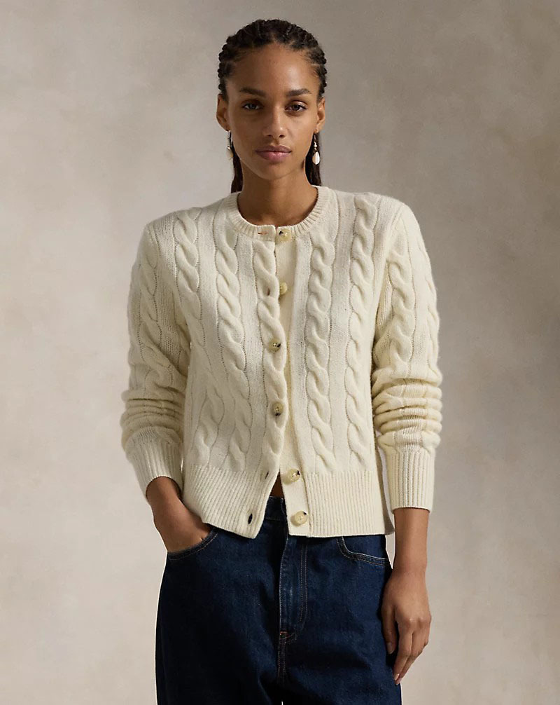 Women's classic twist knitted Cardigan - custom and wholesale knitwear manufacturer