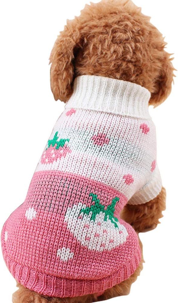 Adorable Strawberry Knitted Dog Sweater