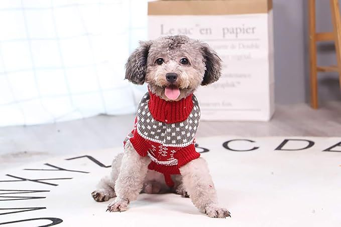 Festive Christmas day  Reindeer Knit Dog Sweater