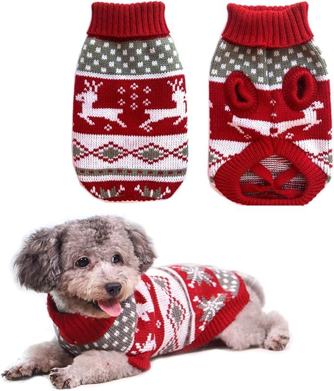 Festive Christmas day  Reindeer Knit Dog Sweater