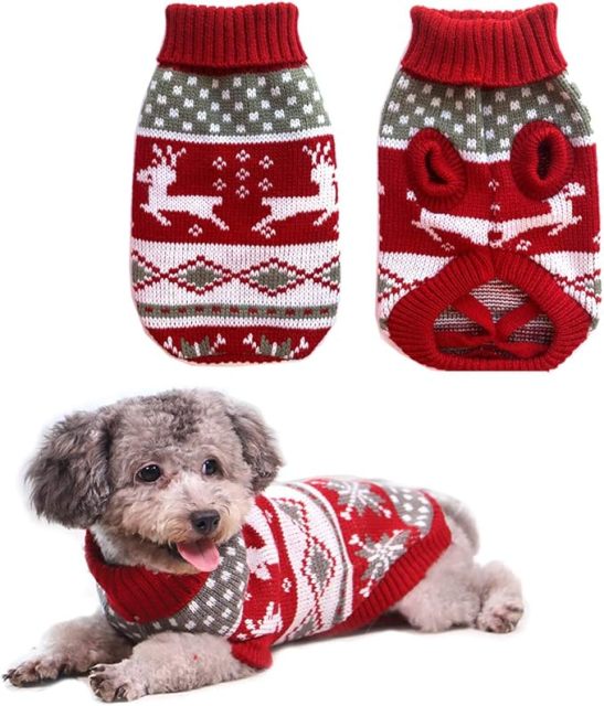 Festive Christmas day  Reindeer Knit Dog Sweater
