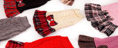 Bow & Plaid Skirt Chic Pink Knitted Dog Dress