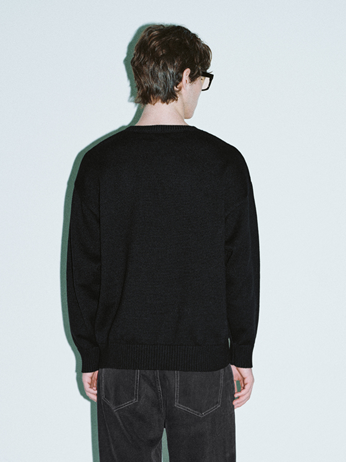 OEM Black Sweater with Playful Cat Design