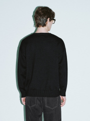 OEM Black Sweater with Playful Cat Design