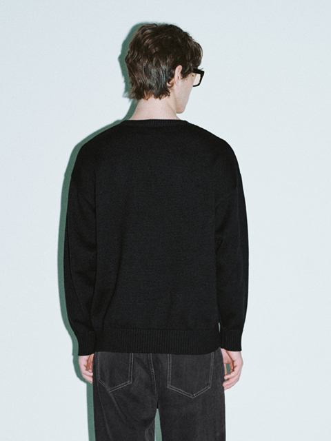OEM Black Sweater with Playful Cat Design