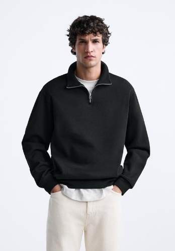 Customized Men's Black Half-Zip Pullover Sweater