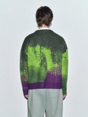 Wholesale Gradient Green and Purple Oversized Wool-Blend Cardigan