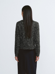 ODM Women’s Black Glitter Button-Up Cardigan